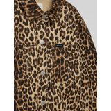 GARCIA - Meisjes Jack - Bruin - Katoenen Twill - Luipaard Print