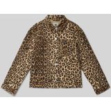 GARCIA - Meisjes Jack - Bruin - Katoenen Twill - Luipaard Print