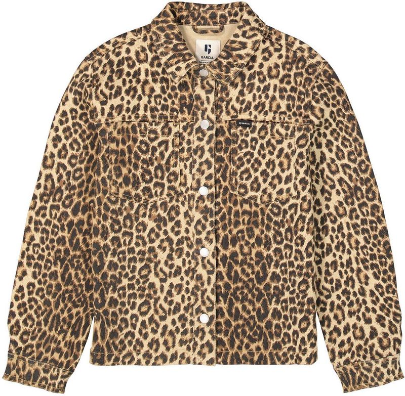 GARCIA - Meisjes Jack - Bruin - Katoenen Twill - Luipaard Print