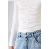 GARCIA - Longsleeve T-shirt - Wit - Viscose/Elastaan