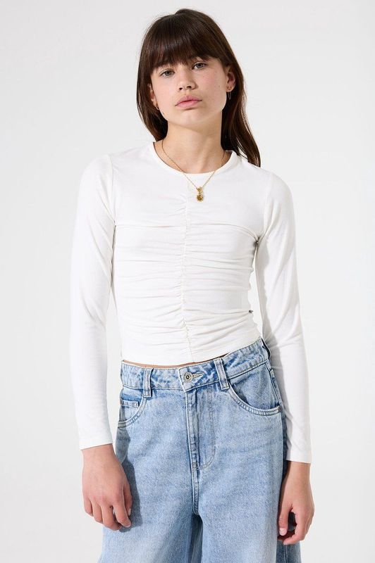 GARCIA - Longsleeve T-shirt - Wit - Viscose/Elastaan