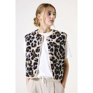 GARCIA - Gilet - Bruin - 100% Gerecycled Polyester - Leopardprint