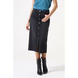 GARCIA - Midi Rok - Zwart - 79% Katoen, 20% Gerecycled Katoen, 1% Elastaan