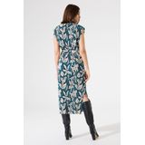 Jurk - Midi - V-hals - Korte Pofmouwen - 51% Modal - 44% Polyester - 5% Elastaan