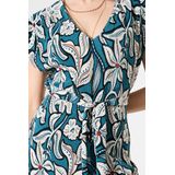 Jurk - Midi - V-hals - Korte Pofmouwen - 51% Modal - 44% Polyester - 5% Elastaan