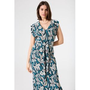GARCIA - Midi-jurk - Allover Print - V-hals - Korte Mouwen - 100% Gerecycled Polyester