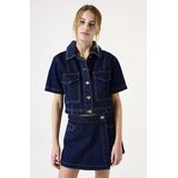 GARCIA - Jack - Blauw - Denim - Cropped met Knoopsluiting