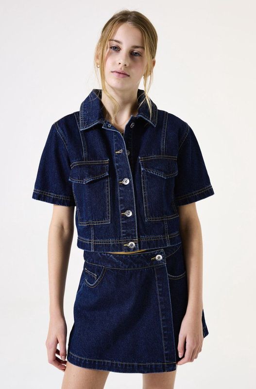 GARCIA - Jack - Blauw - Denim - Cropped met Knoopsluiting