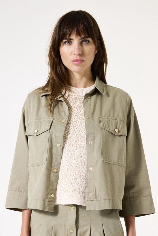 GARCIA - Cropped Jack - Groen - Katoen - Driekwart Mouwen