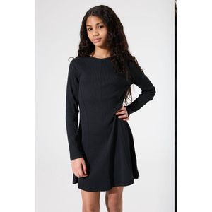 GARCIA - Jurk - Zwart - Ribstof - Lange Mouwen - Regular Fit