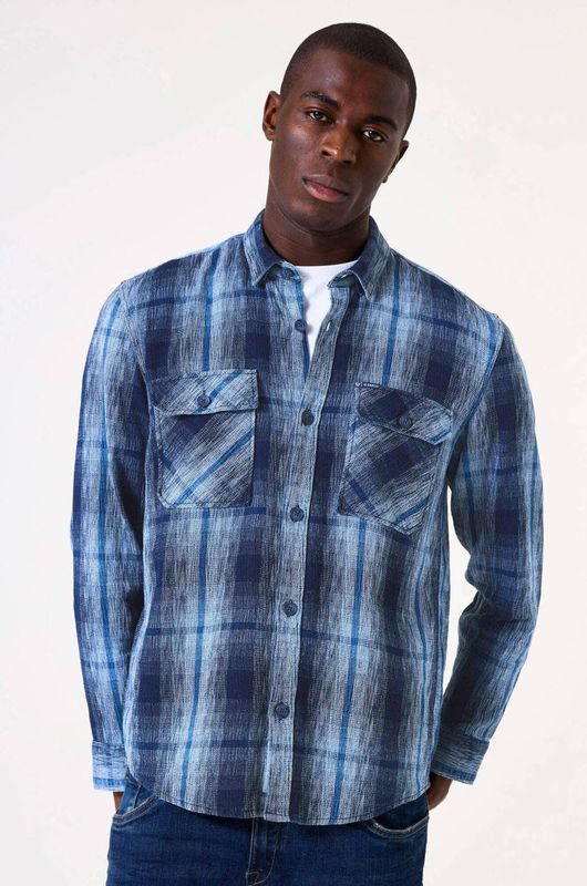 Garcia - Overhemd - Blauw - Relaxed Fit - 100% Katoen