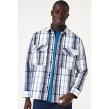 GARCIA - Overshirt - Wit - Katoen - Checkpatroon - Knoopsluiting