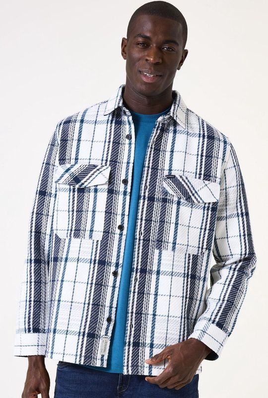 GARCIA - Overshirt - Wit - Katoen - Checkpatroon - Knoopsluiting