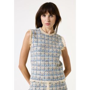 GARCIA - Dames Trui - Wit - Acryl Katoen Mix - Ronde Hals Zonder Mouwen