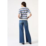 GARCIA - Gestreepte Trui - Wit - Viscose Mix