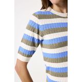 GARCIA - Gestreepte Trui - Wit - Viscose Mix