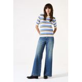 GARCIA - Gestreepte Trui - Wit - Viscose Mix