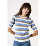 GARCIA - Gestreepte Trui - Wit - Viscose Mix