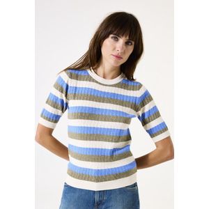 GARCIA - Gestreepte Trui - Wit - Viscose Mix