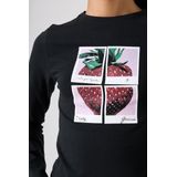 GARCIA - Longsleeve - Zwart - Met Opvallende Borstprint
