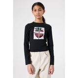 GARCIA - Longsleeve - Zwart - Met Opvallende Borstprint