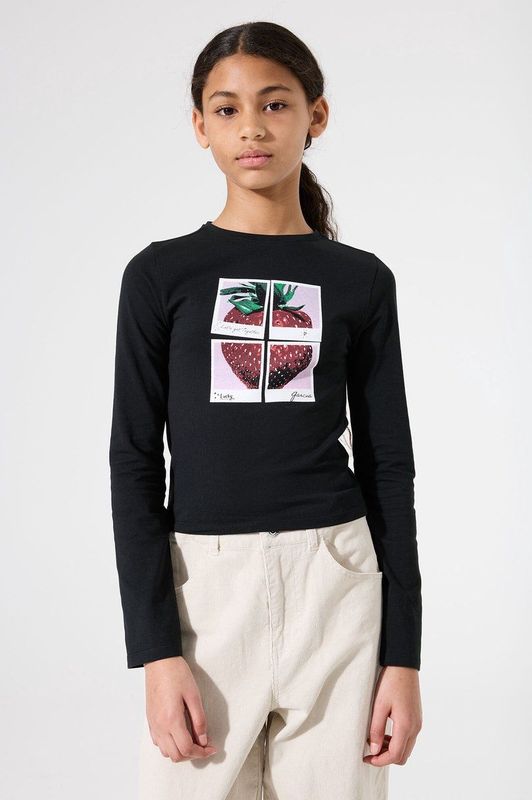 GARCIA - Longsleeve - Zwart - Met Opvallende Borstprint