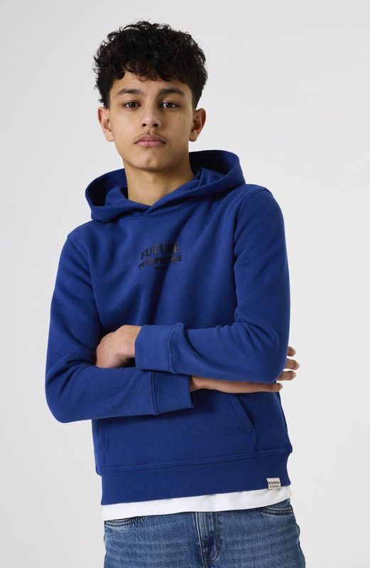 GARCIA - Hoodie - Blauw - Katoen/Polyester - Capuchon en Lange Mouwen
