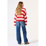GARCIA - Sweater - Rood - Gestreept - 72% Acryl, 22% Polyester, 6% Polyamide