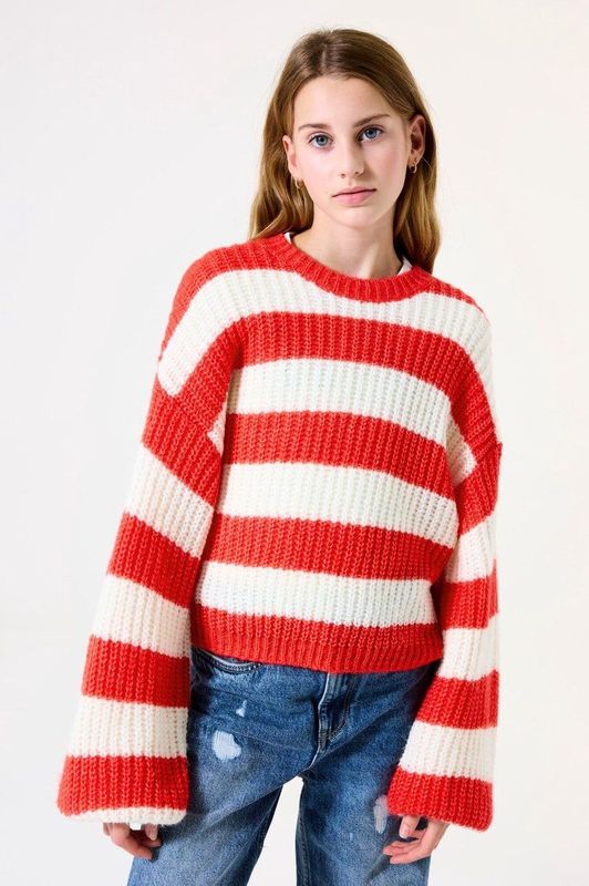 GARCIA - Sweater - Rood - Gestreept - 72% Acryl, 22% Polyester, 6% Polyamide