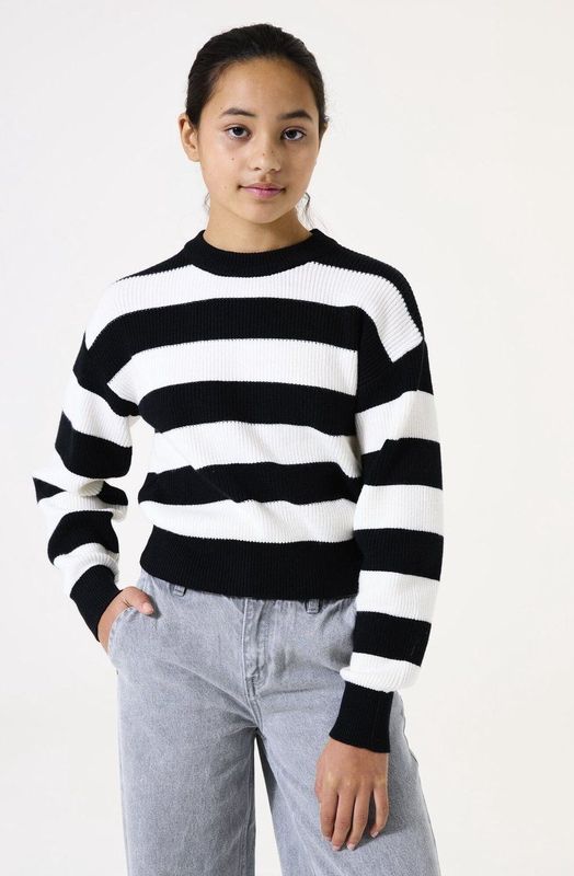 GARCIA - Meisjes Trui - Blauw - 100% Katoen - Ronde Hals, Lange Mouwen