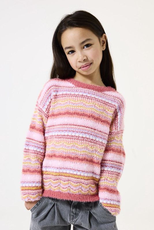 GARCIA - Gebreide Trui - Roze - 65% Polyamide 35% Katoen