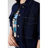 GARCIA - Overhemd - Blauw - Katoen - Cropped met Knoopsluiting