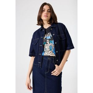 GARCIA - Cropped Overhemd - Blauw - Denim - Katoen en Gerecycled Katoen