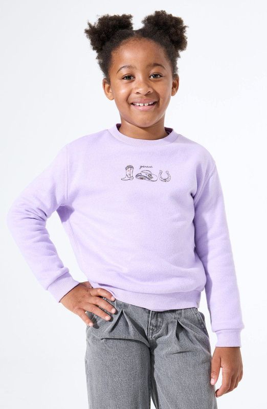 GARCIA - Sweater - Paars - Katoen/Polyester - Ronde Hals, Lange Mouwen