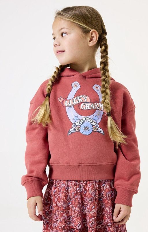 GARCIA - Meisjes Sweater - Roze - Katoen/Polyester - Hoodie met Borstprint