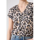 GARCIA - Luipaardprint T-shirt - Bruin - Gerecycled Polyester en Viscose