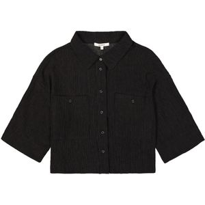 GARCIA - Overhemd - Zwart - Lyocell en Polyester - Korte Mouwen