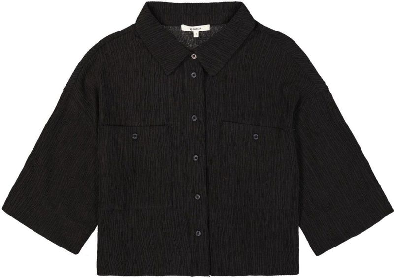 GARCIA - Overhemd - Zwart - Lyocell en Polyester - Korte Mouwen