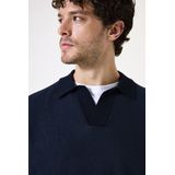 GARCIA - Polo - Blauw - Katoen - V-hals met Lange Mouwen