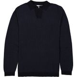 GARCIA - Polo - Blauw - Katoen - V-hals met Lange Mouwen