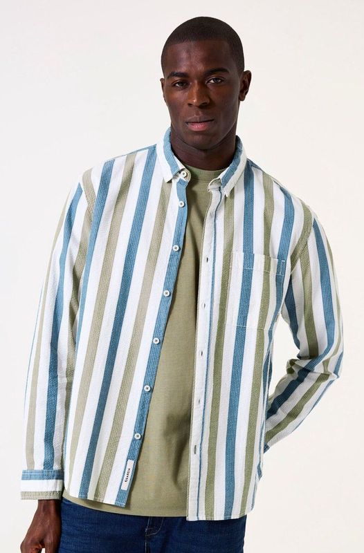 GARCIA - Overhemd - Wit - Katoen - Streepjesshirt