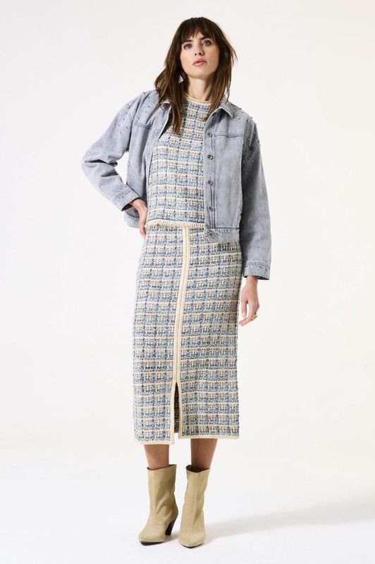 GARCIA - Midi Rok - Wit - Elastische Tailleband - Regular Fit - Ademend Materiaal