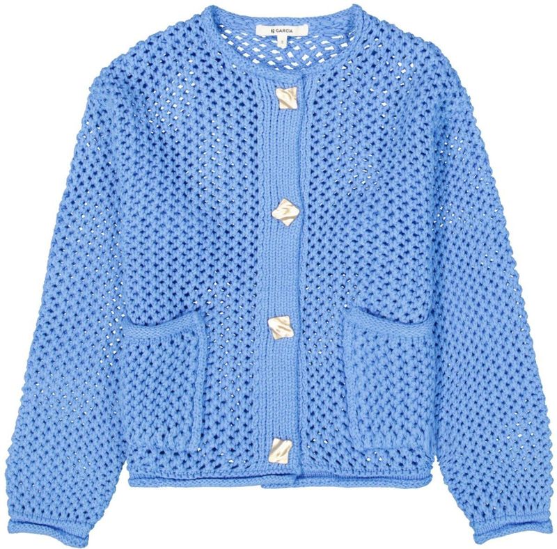 GARCIA - Vest - Blauw - Viscose - Metallic Garen - Regular Fit