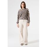 GARCIA - Luipaardprint Trui - Bruin - 72% Polyamide, 18% Viscose, 10% Polyester