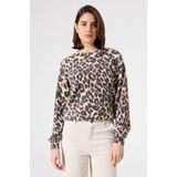 GARCIA - Luipaardprint Trui - Bruin - 72% Polyamide, 18% Viscose, 10% Polyester
