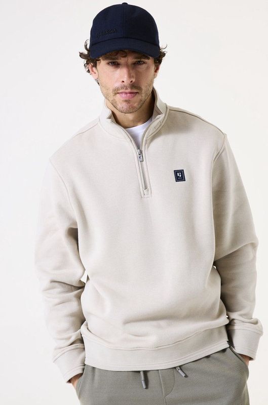 GARCIA - Heren Sweater - Bruin - Katoen/Polyester - Opstaande Kraag