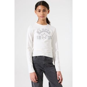 GARCIA - T-shirt - Wit - Katoen - Ronde Hals - Lange Mouwen