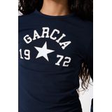 GARCIA - T-shirt - Blauw - Katoen - Ronde Hals, Lange Mouwen