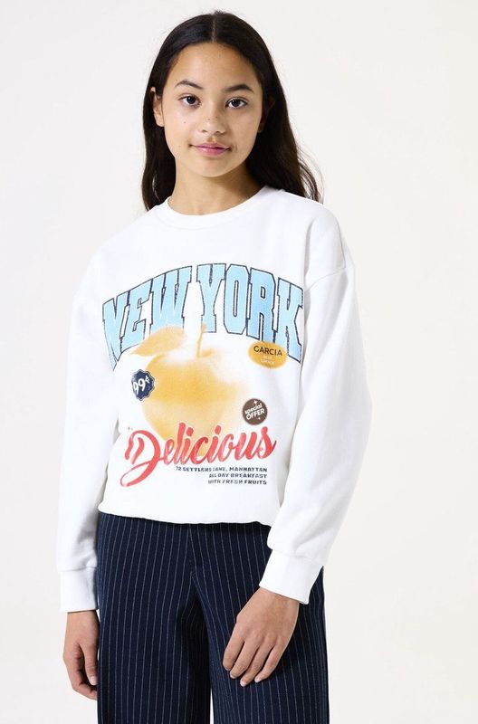 GARCIA - Sweater - Wit - Katoen en Gerecycled Polyester