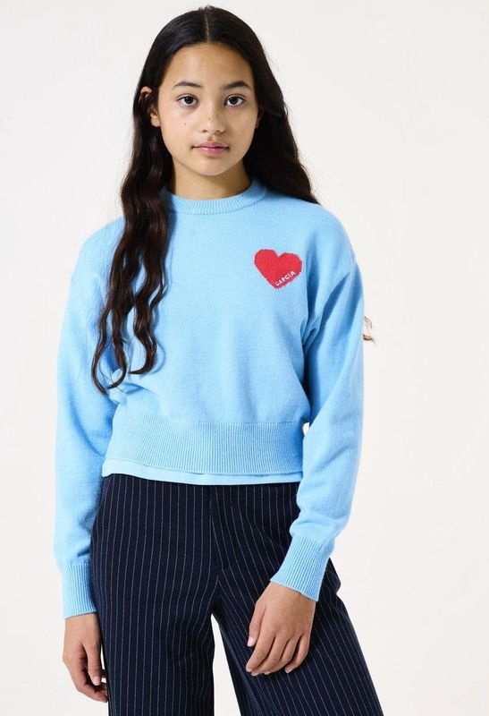 GARCIA - Trui - Blauw - Jacquard - Ronde Hals - Lange Mouwen